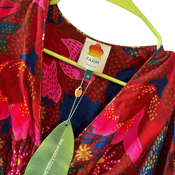 NWT Farm Rio Snake Garden Red Mini Dress XS flaw - Picture 4 of 11